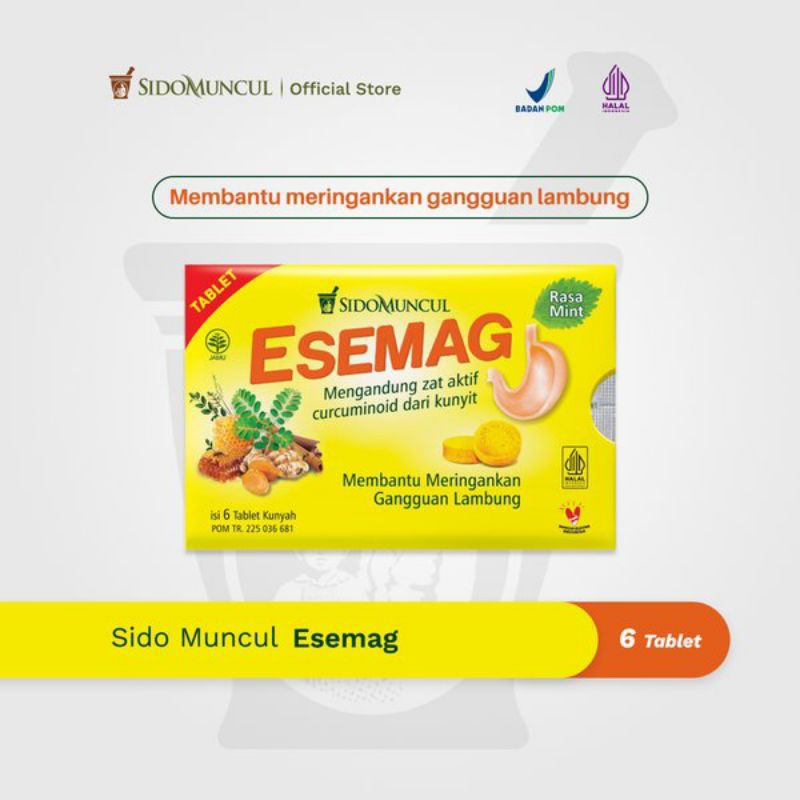 esemag kunyah herbalnya lambung isi 5 strip x 6pil kunyah