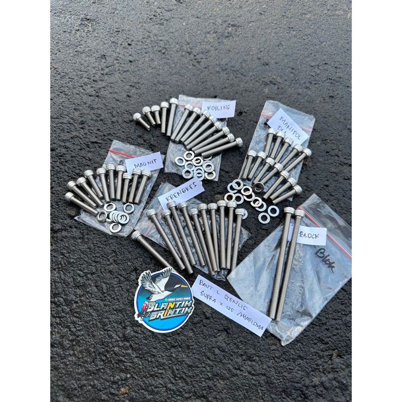 Baut l mesin stenlis supra 125 kharisma kirana grand baut mesin stenlis honda