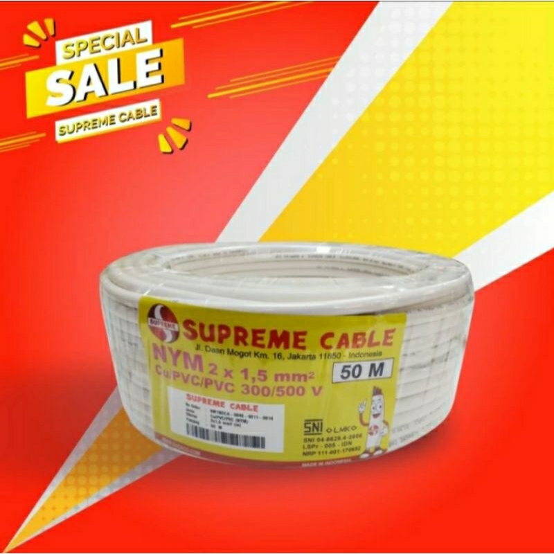 kabel supreme kabel listrik NYM 2x1.5 mm 50 meter SUPREME/SUPREME KABEL NYM / SNI