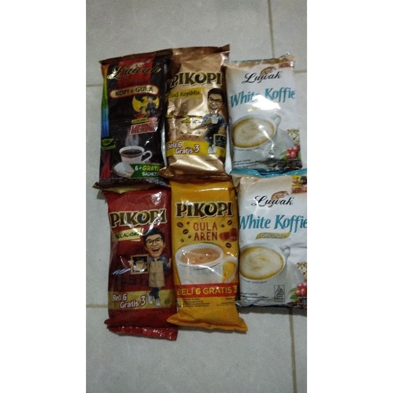 

Kopi sachet top barista, luwak white coffe, pikopi, luwak kopi+gula