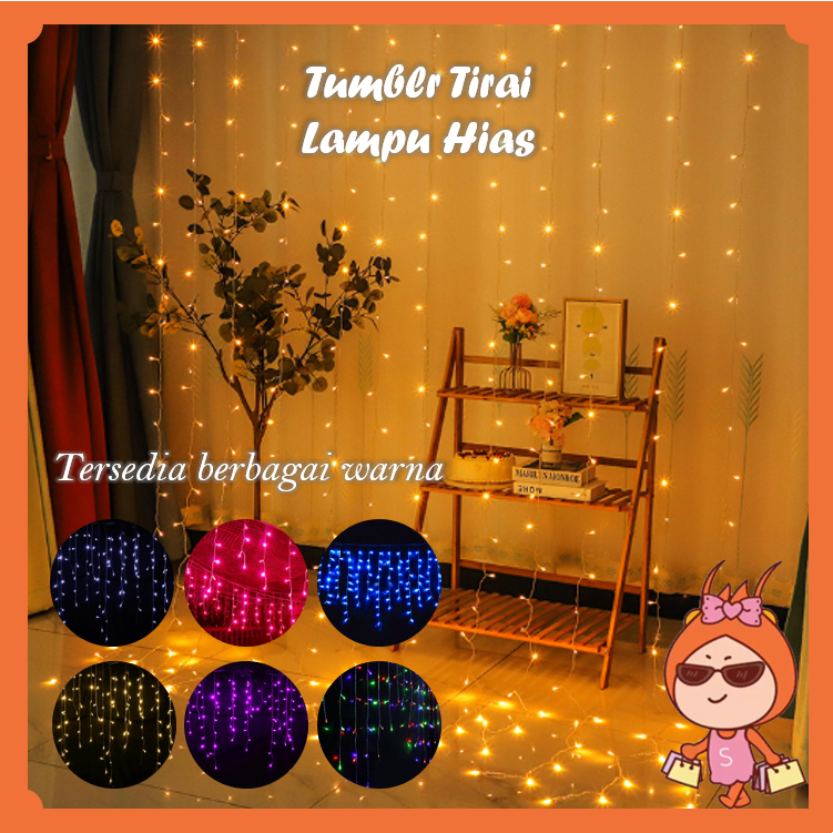 Reseller Welcome - L5834 Tumblr Tirai Lampu Hias Warna Warni  / Lampu Tirai LED Tirai Putih / Biru /