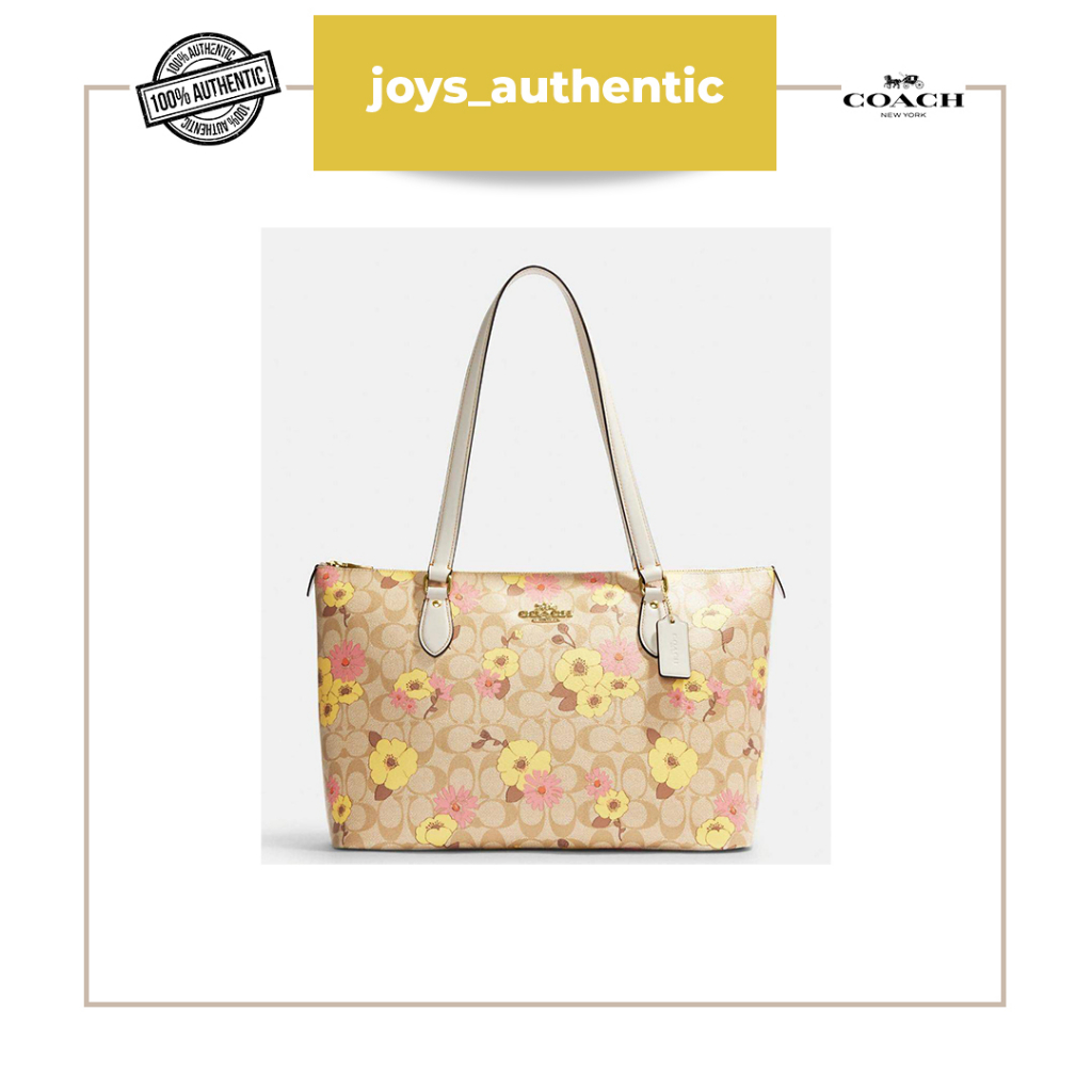 Tas wanita Coach Gallery Tote In Signature Canvas With Floral Cluster Print woman bag authentic orig