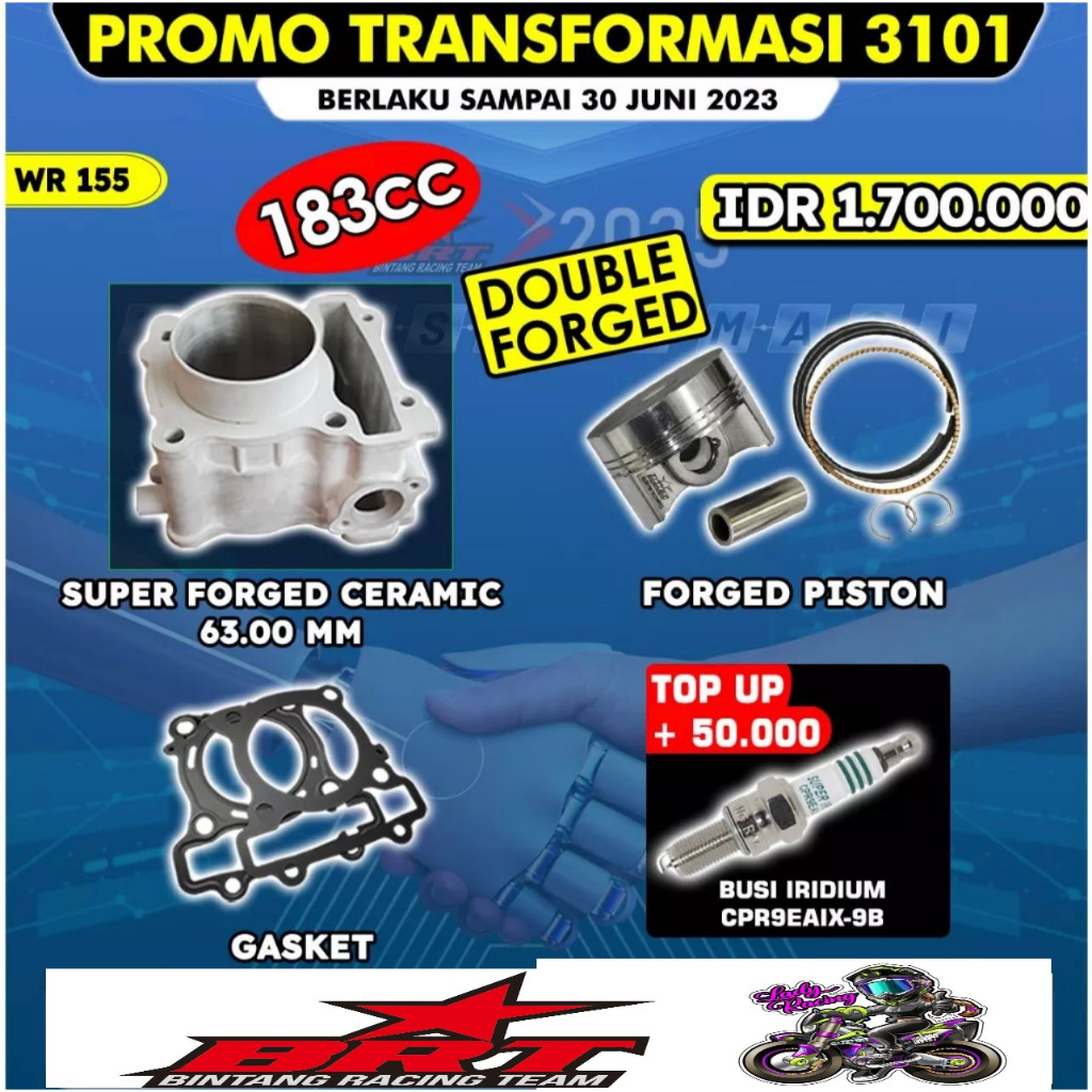 BLOK CERAMIC BRT FORGED PISTON WR155 BORE UP WR 155 63MM KERAMIK
