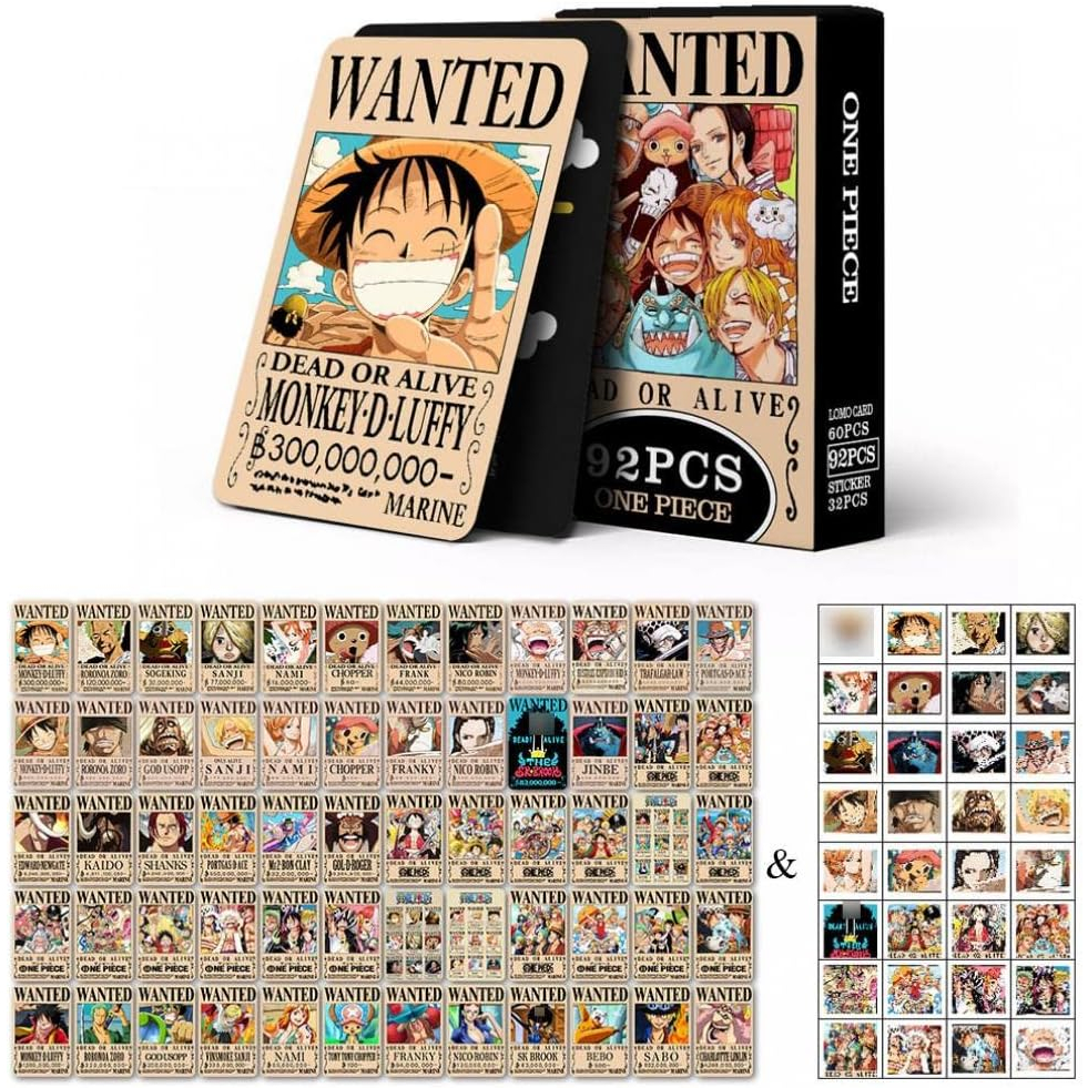 Lomo Card 1 Pack Isi 92Pcs FREE Sticker Anime Jujutsu One Piece Chainsaw Man Naruto Double Sided Bolak Balik Koleksi Foto