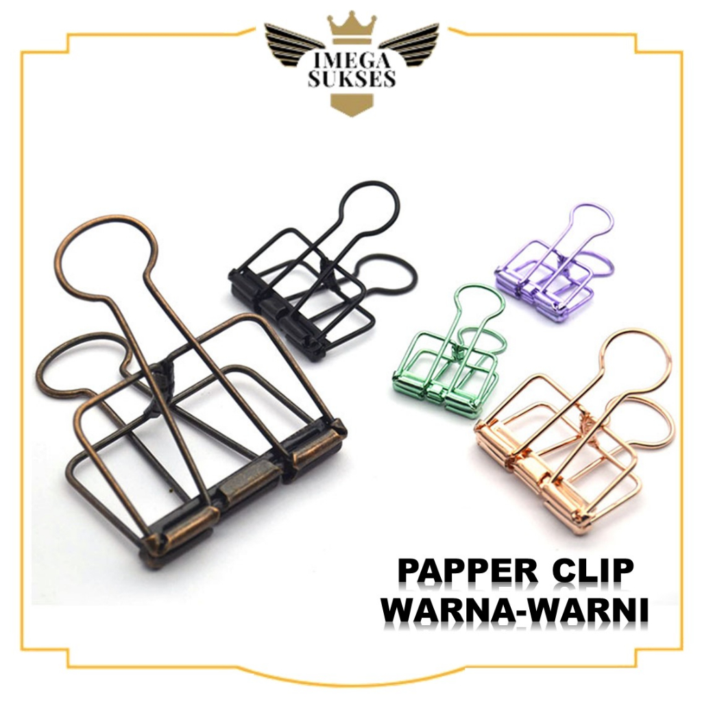 IMS Paper Clip Besi Warna-Warni Klip Penjepit Buku Bahan Metal Penjepit Kertas Binder Clips Large Medium Small Office Study