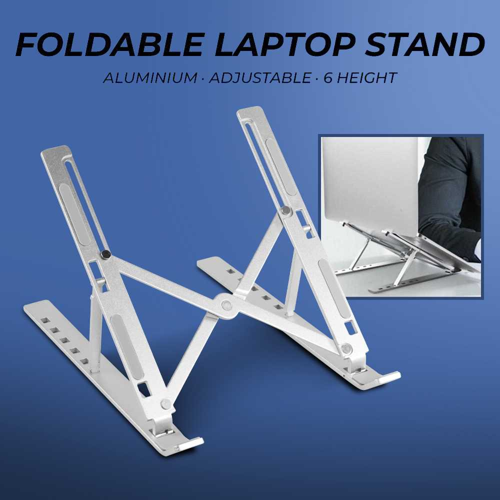 [Ready Cod] Laptop Stand Holder Riser Foldable Adjustable Level - Aluminium
