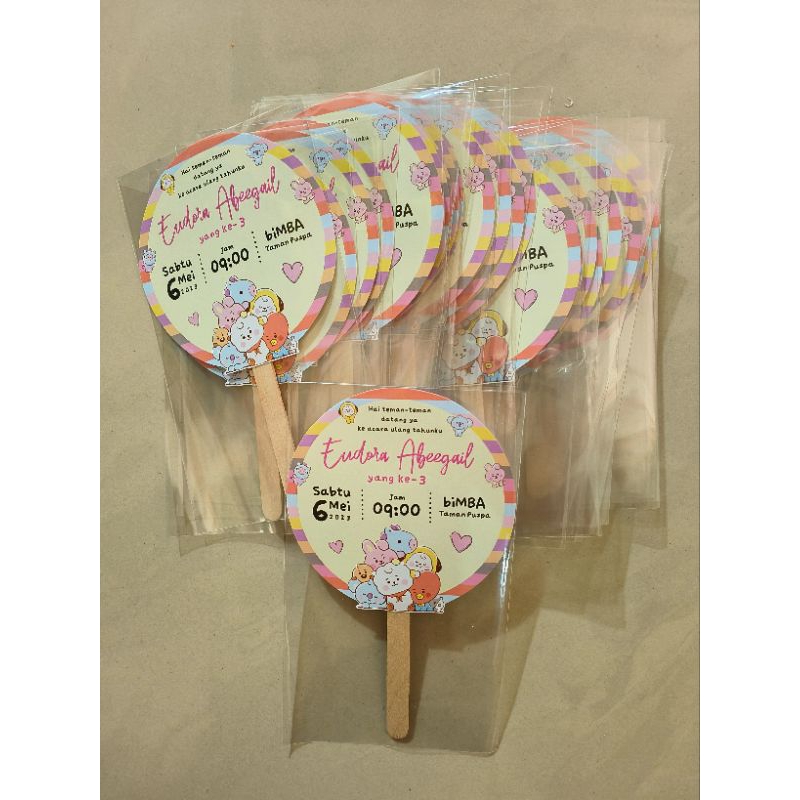 undangan ultah unik/undangan stick/undangan custom/BT21