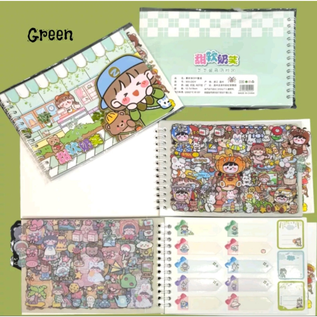 DIY STICKER BOOK / BUKU STIKER MOMO 4IN1 / STIKER BUKU MOMO MOTIF KARTUN KOREA LUCU