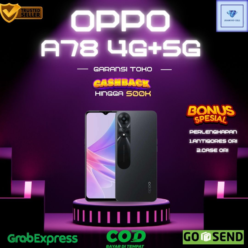 OPPO A78 5G 8/128 GB &amp; A78 4G 8/256 GB RAM 8GB +8GB extended ROM 128GB 256GB GARANSI RESMI