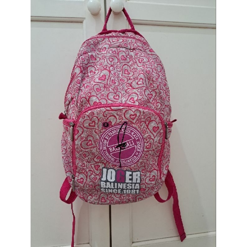 Preloved Tas Ransel Merk Joger Asli Warna Fuschia