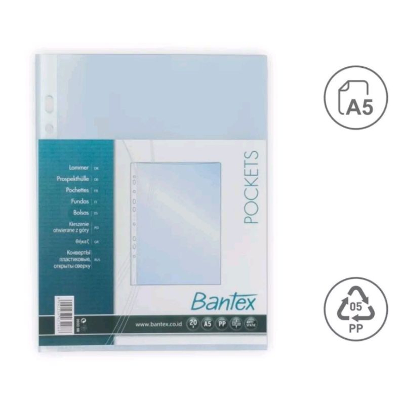 

BANTEX PP POCKET A5 SLEEVE 1P SHEET PROTECTOR 10pcs
