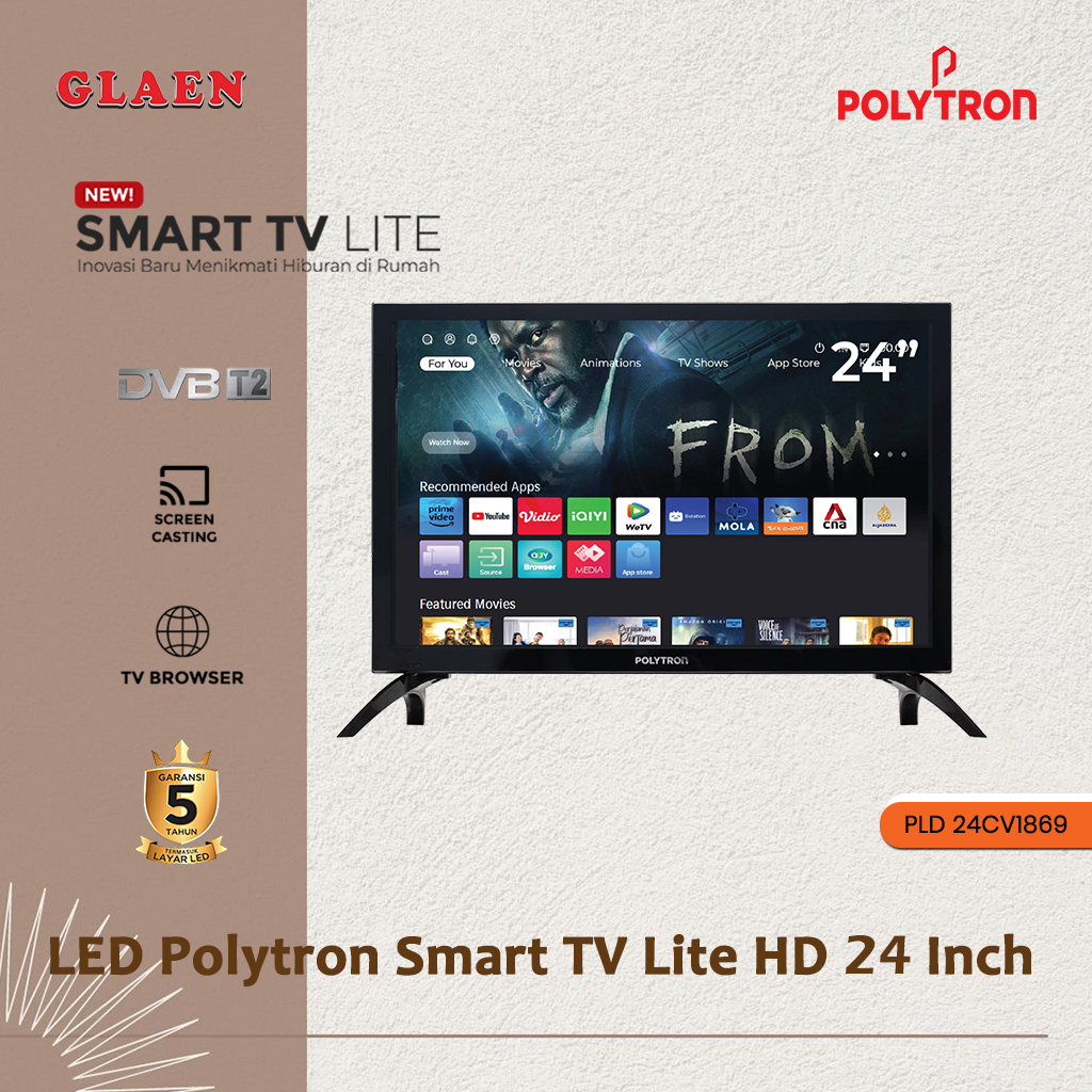 LED Polytron Smart TV Lite HD 24 Inch PLD 24CV1869 | TV Polytron Digital TV 24 inch