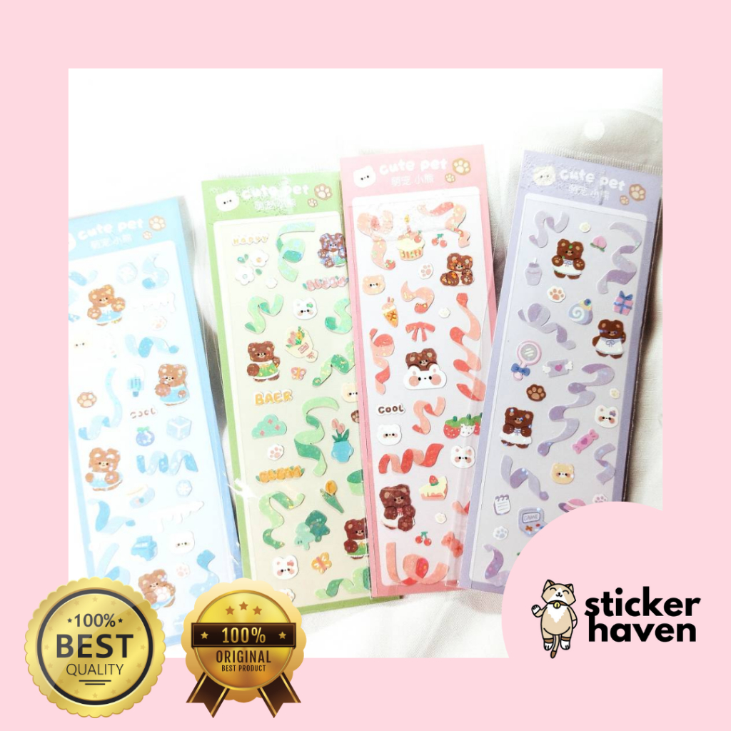 

[HAVEN SBY] Sticker lucu korea anak-anak gambar bear beraneka macam warna