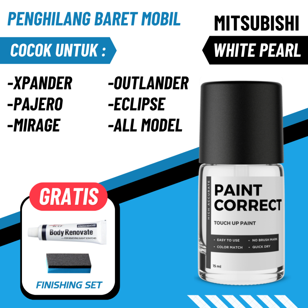 CAT OLES PENGHILANG BARET MOBIL MITSUBISHI WHITE PEARL PUTIH
