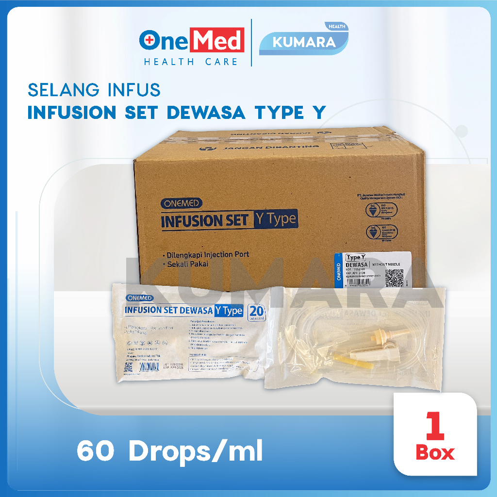 ONEMED - Infusion Set Tipe Y Dewasa / Selang Infus Dewasa Tipe Y Box isi 50's