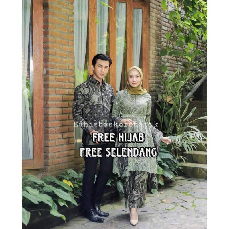 Kebaya batik couple MECA Tunik Army hijau sage