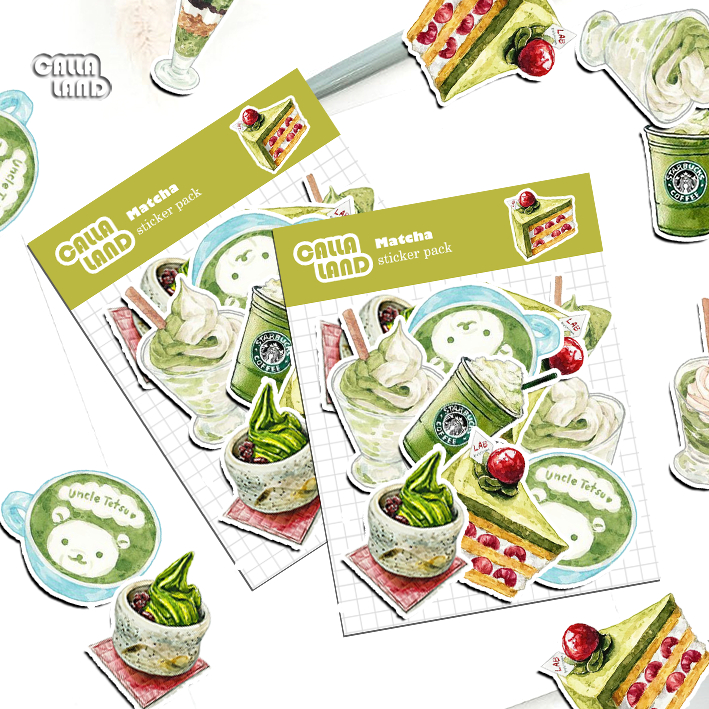 

Calla Land 14Pcs Sticker Pack Bentuk [MATCHA] Snack Aesthetic for Bullet Journal Decoration Planer Diary Scrapbook DIY Gift