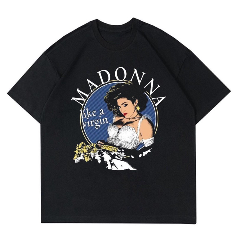 KAOS BAJU MADONNA - LIKE A VIRGIN | T-SHIRT MADONNA LIKE A VIRGIN VINTAGE | BAJU HITAM MADONNA PRIA 