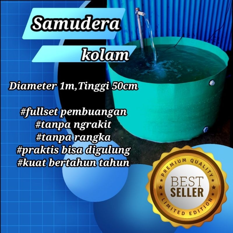 kolam terpal // kolam bundar tanpa rangka // vat ikan koi // Bak ikan // Diameter 1m, Tinggi 50cm