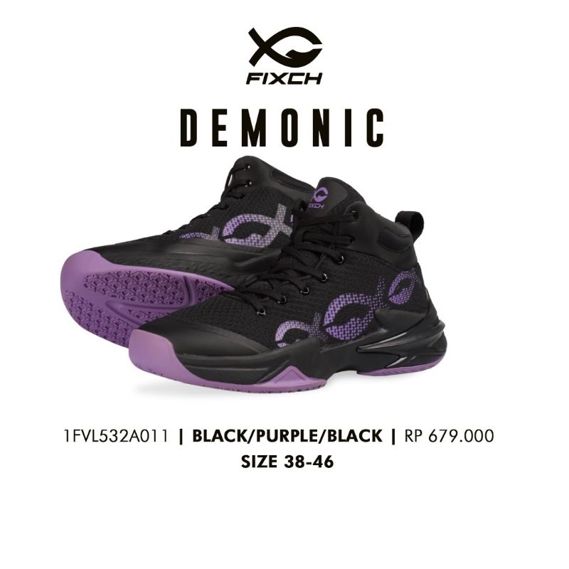 Sepatu voli FIXCHSPORTS seri demonic Black ungu