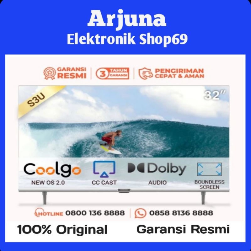 COOCAA 32S3U LED TV 32 Inch Smart TV Digital TV DVB-T2 USB MOVIE 32S3