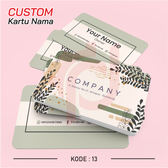 

(100PCS) KARTU NAMA CUSTOM DESAIN KUALITAS TERBAIK kode 13-18