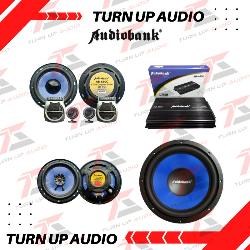 Paket Audio Mobil Full Set Sound System AUDIOBANK speaker Split Subwoofer Power Coaxial