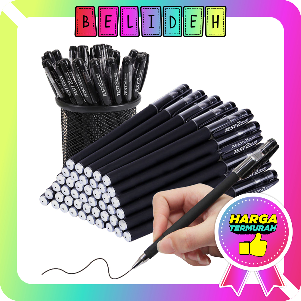 

☛BELIDEH☚ Pena Polos Gel Hitam Pulpen Sekolah Kantor Import S082