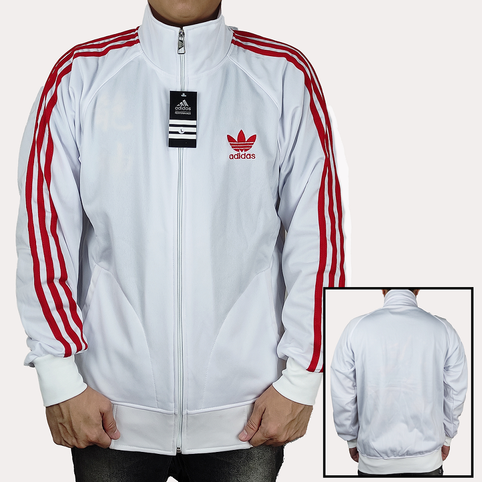 JAKET ADIDAS FIREBIRD PUTIH LIST MERAH SIZE M L XL XXL XXXL 2XL 3XL - JAKET RUNNING FIRE BIRD - JAKE