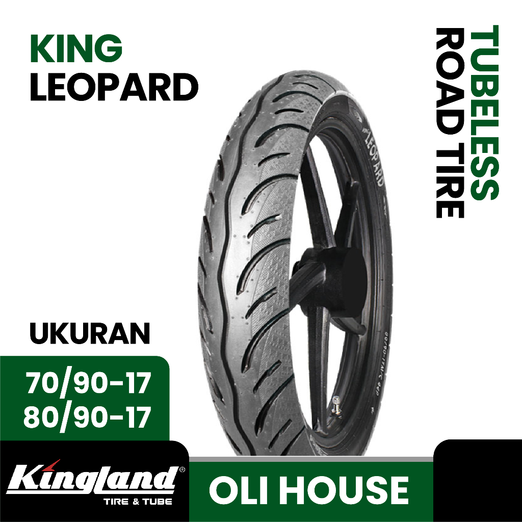 Ban Motor Bebek Kingland King Leopard Ukuran 70/90 80/90 Ring 17 Tubeless