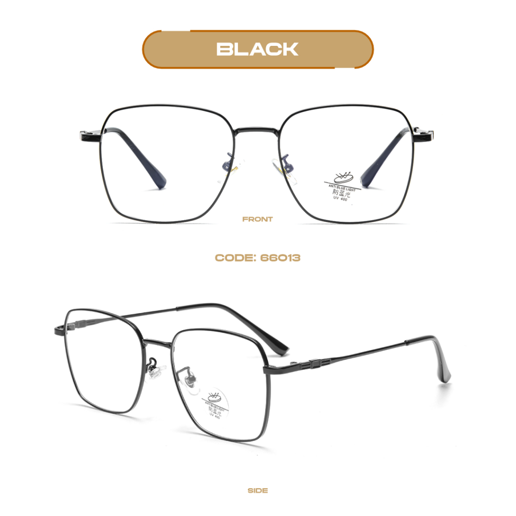 Robins kacamata Kotak Anti Radiasi Komputer Frame Kacamata Bisa Minus Photocromic Bluecromic Fashion Terbaru Pria Wanita 66013-Black