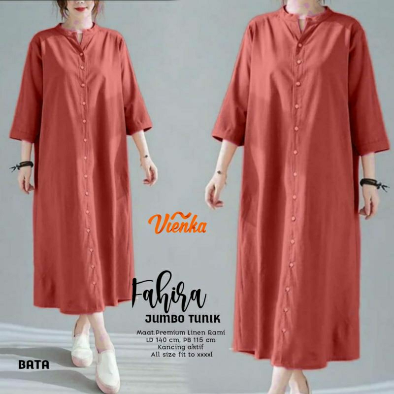 FAHIRA LONG TUNIK KATUN LINEN JUMBO LD 140 4XL