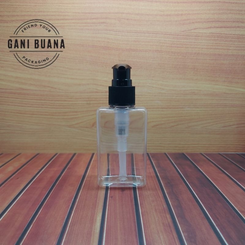 BOTOL PUMP 100ML KOTAK NATURAL TUTUP PUMP HITAM