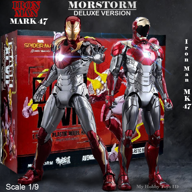 100% Ori Morstorm Action Figure Ironman Mark 47 Size 23 Cm LED Deluxe Version