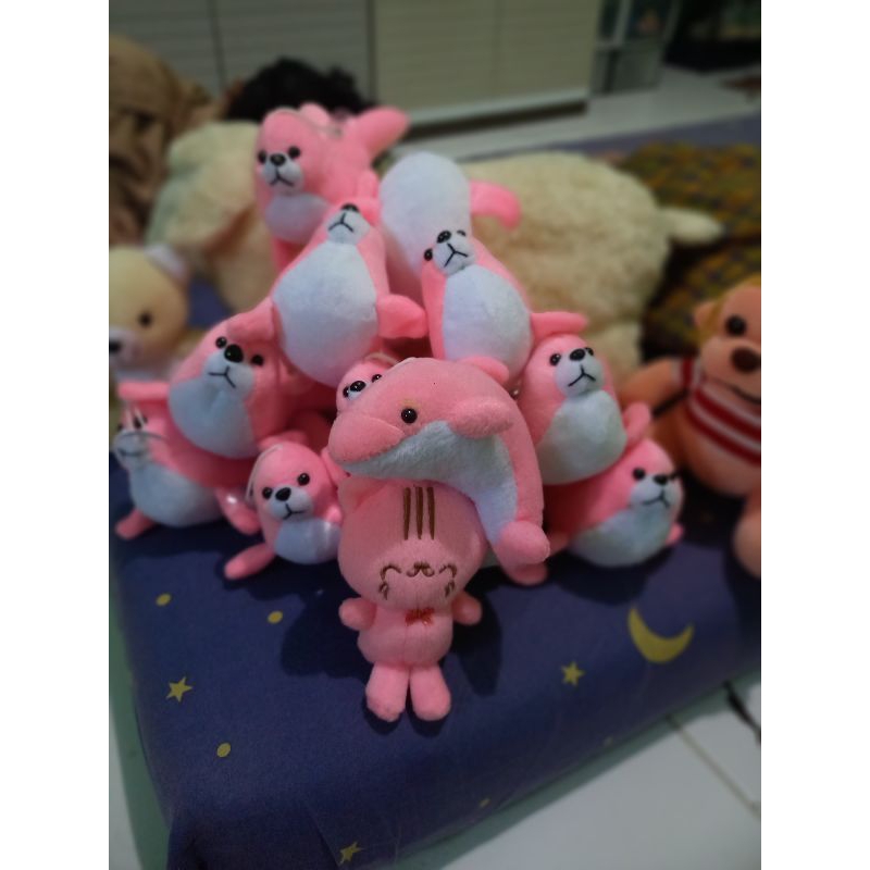 warna pink bonrka anjing laut/boneka hojiu yang lucu perpaduan warn kuning nobeka kodok/dan boke rab