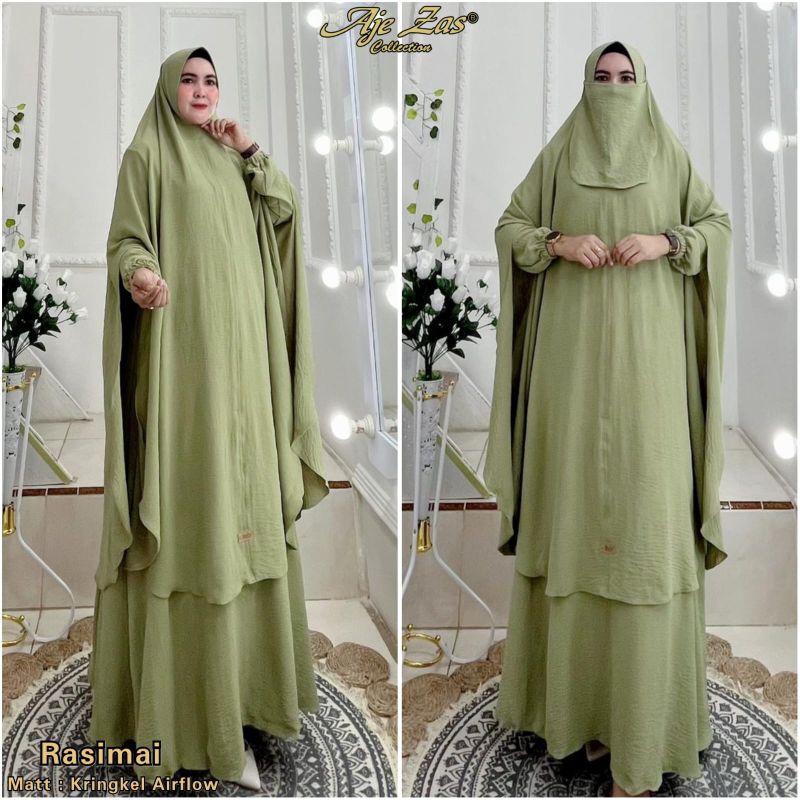 RASIMAI SYARI READY BY AJE ZAS COLLECTION GAMIS POLOSAN KHIMAR JUMBO
