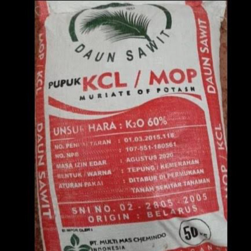 PUPUK KCL MOP DAUN SAWIT 50  KG