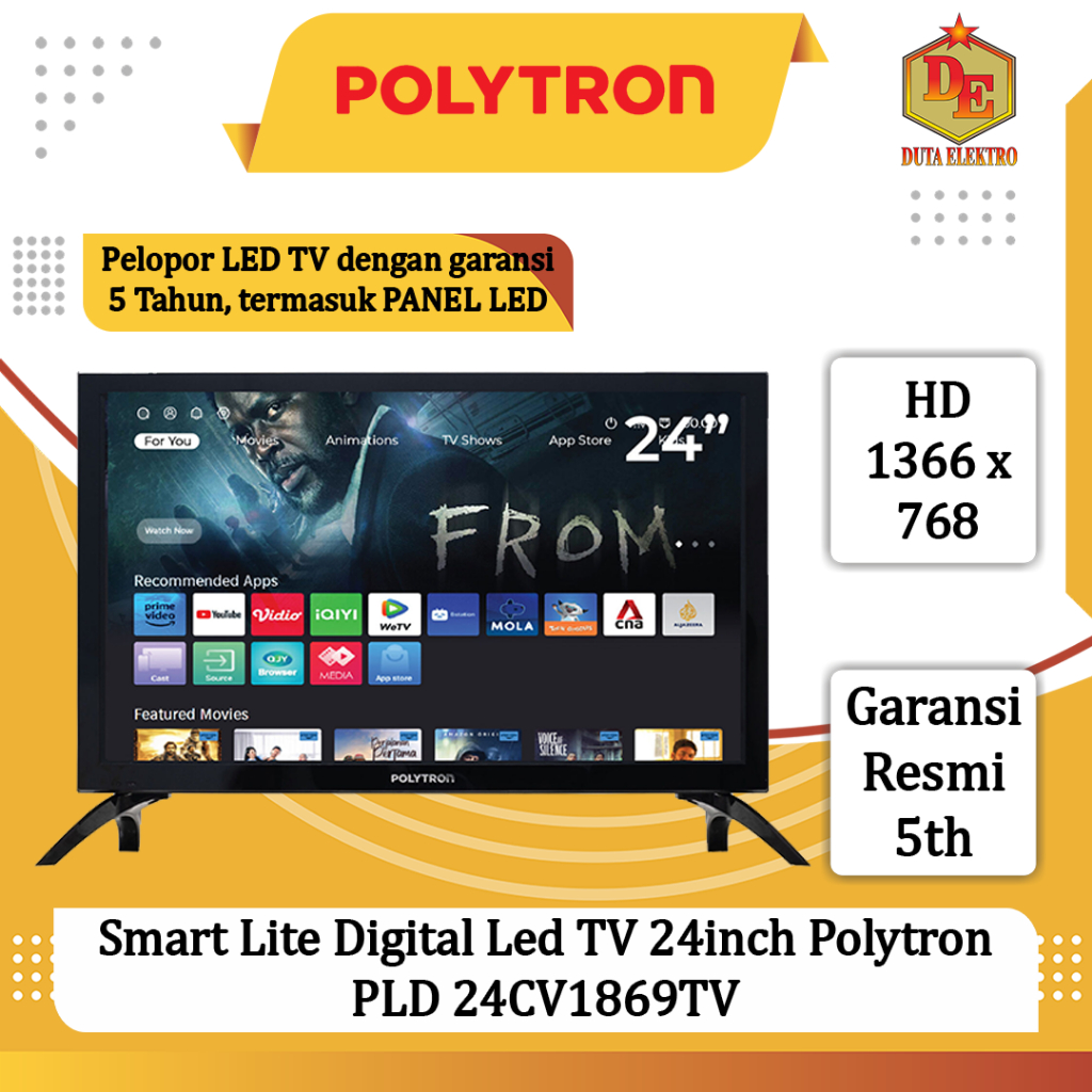 Smart Led 24inch Polytron PLD 24 CV 1869 TV Lite Digital TV
