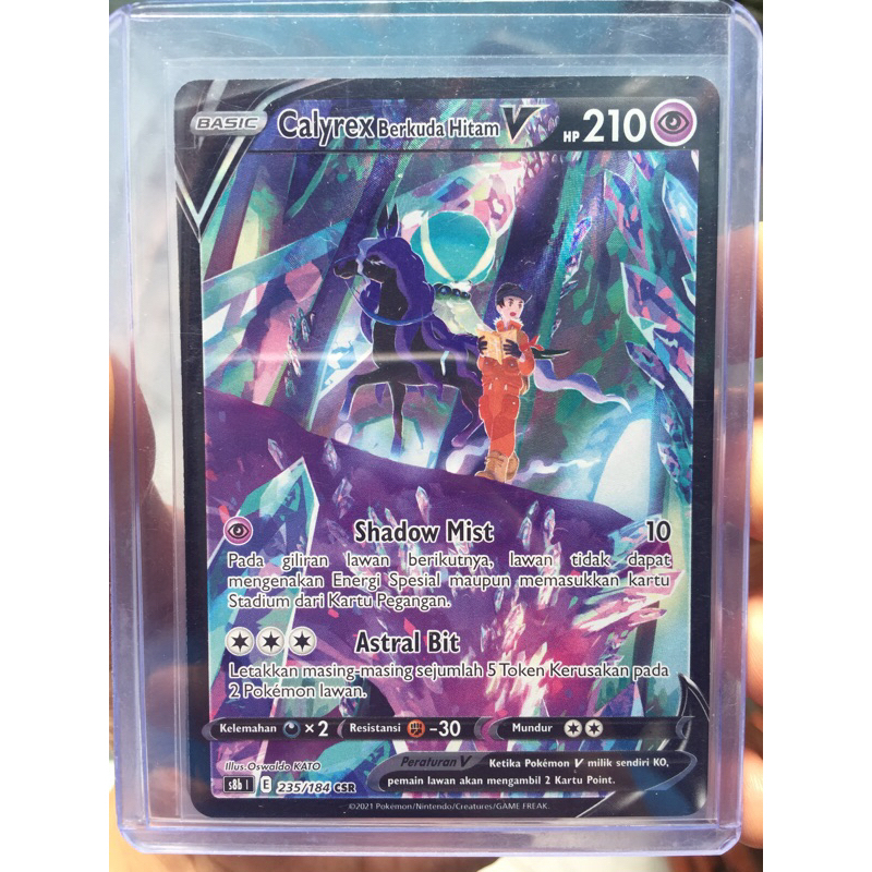 KARTU POKEMON TCG CALYREX BERKUDA HITAM V CSR HOLO INDONESIA LANGKA