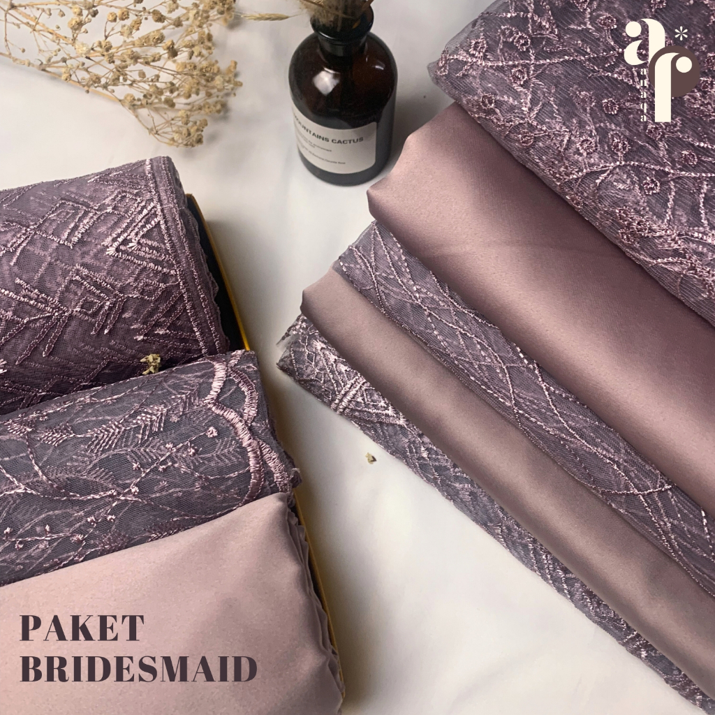 Paket Kain BRIDESMAID PREMIUM // Lamaran // Seragaman Keluarga // Wisuda Lengkap Satin Kebaya Brokat Warna Mauve