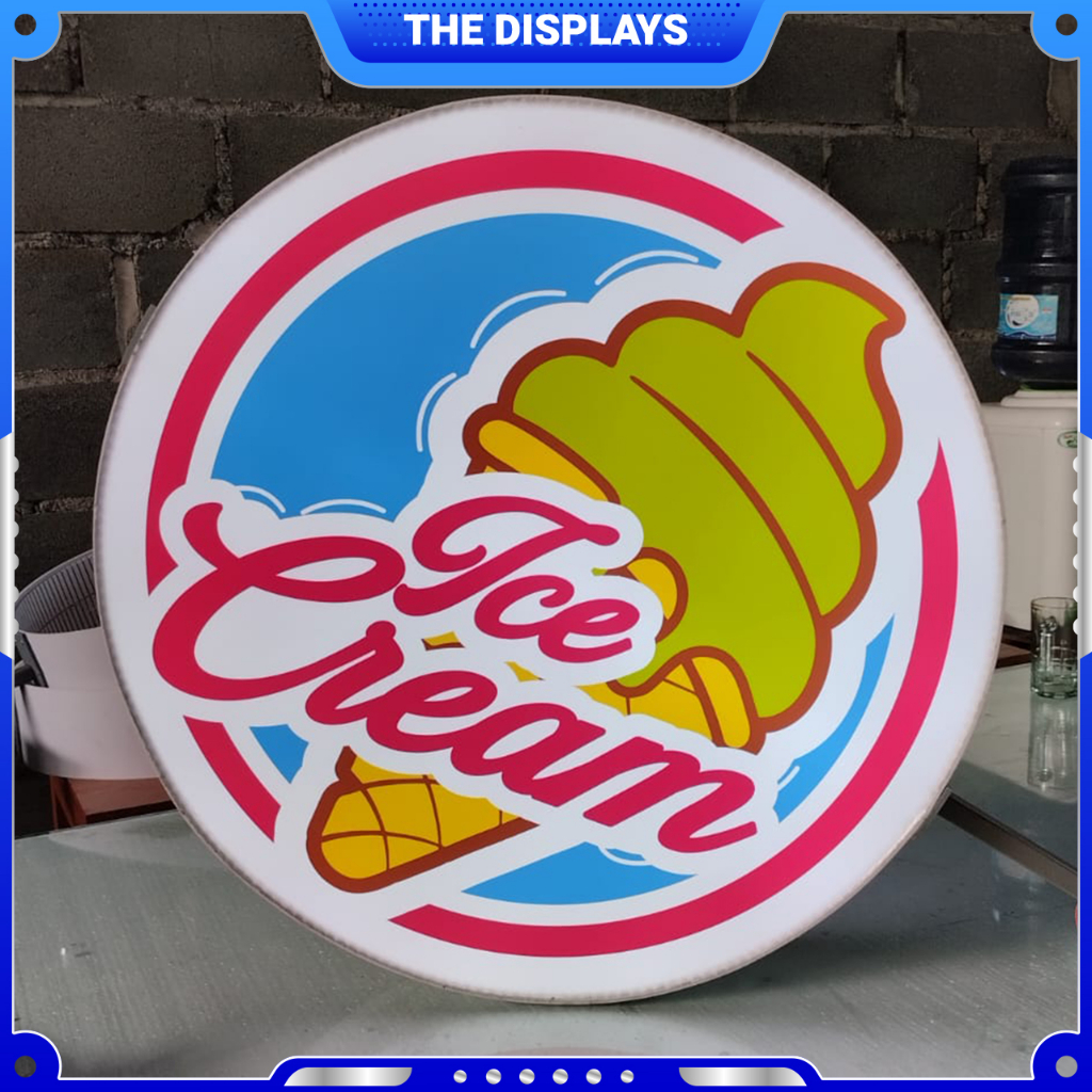 Custom Neon Box 40cm 2 Muka | Signage LED PVC Acrylic Free Power Supply + Bracket