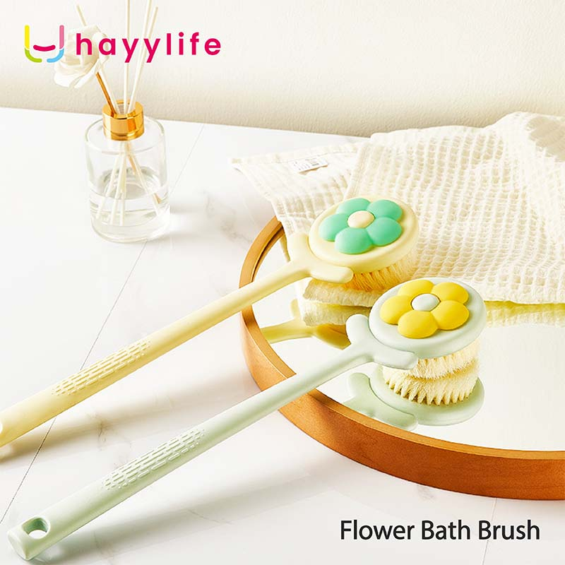 SOOKA Sikat Mandi bentuk Bunga  - Sikat Mandi bentuk bunga untuk menggosok bagian punggung dengan gagang panjang dan bulu lembut yang ramah terhadap kulit tubuh HL-BAB864