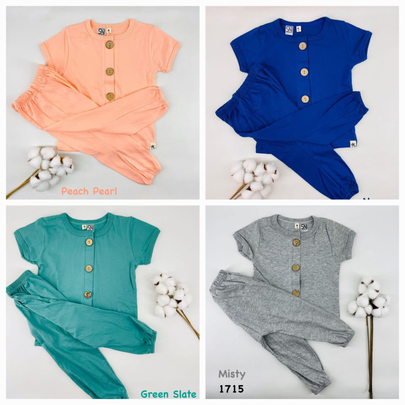 Tawil Set Piyama Baby 0-2th LOOPIE KIDS / Anak Unisex CPR Atasan Pendek Celana Panjang Kancing Depan