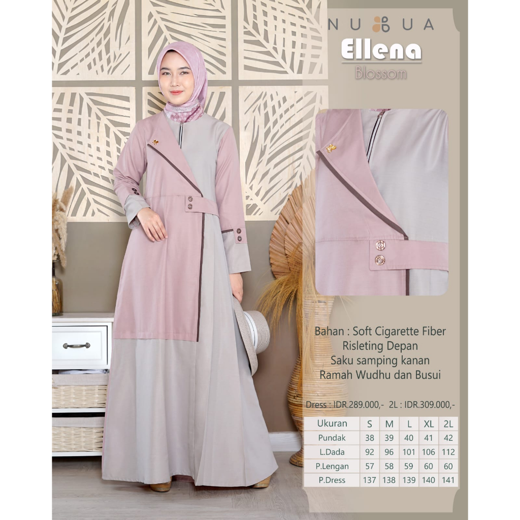 Dress Nubua Ellena - Gamis Fahion Muslim Wanita