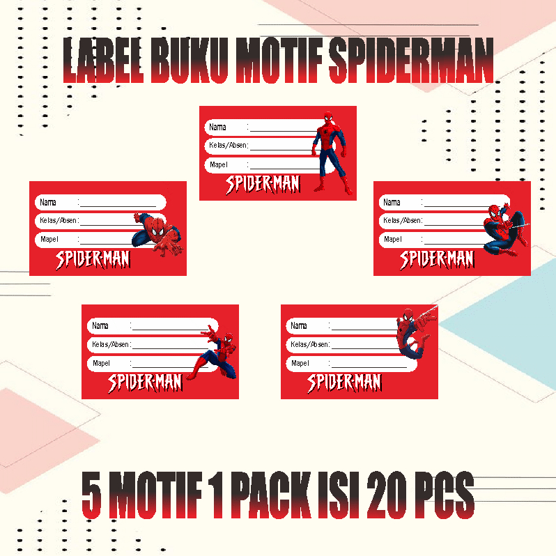 

LABEL BUKU TULIS SPIDERMAN 5 MOTIF 1 PACK ISI 20