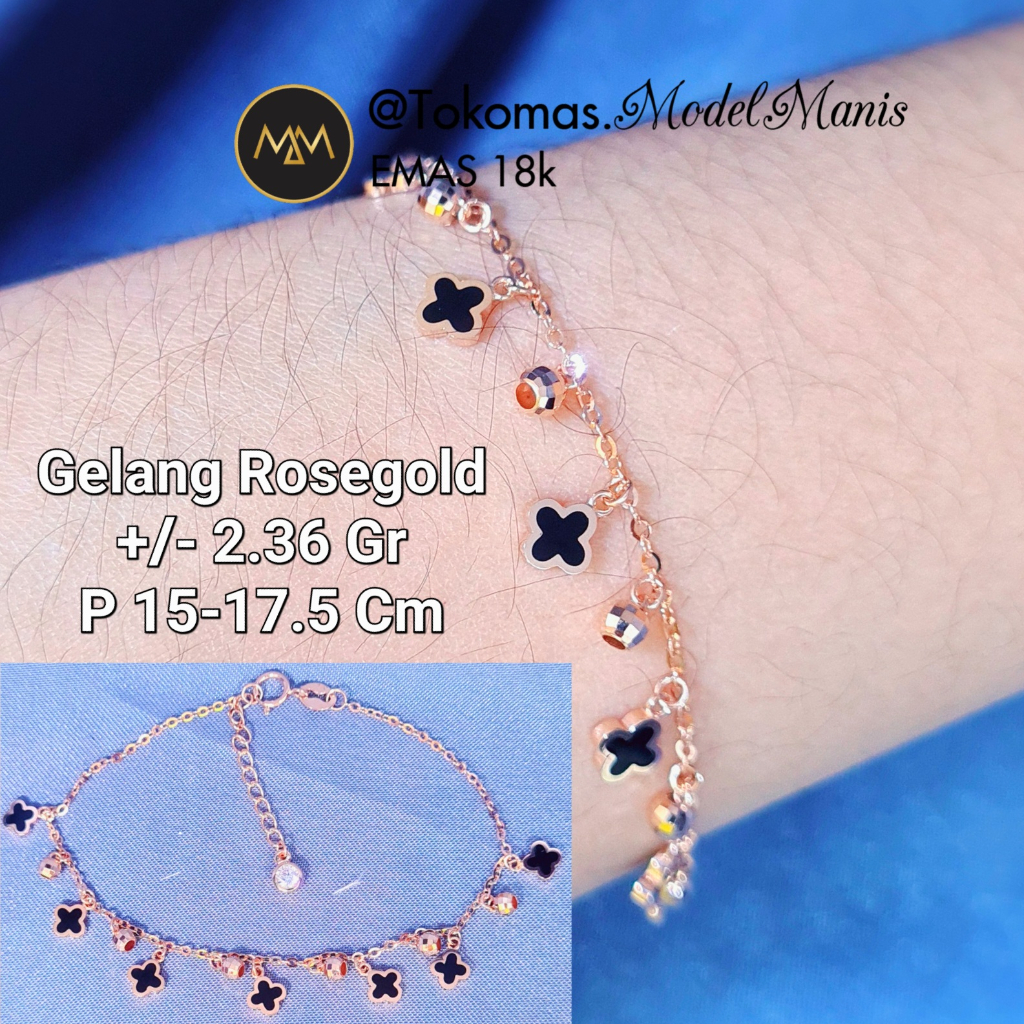 Gelang Rumbai Van Cleef Bola-Bola Emas Rosegold 750 kadar 18k