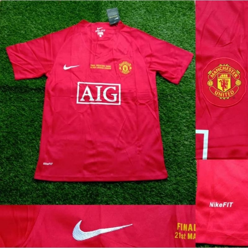 jersey bola gradeori manchesterr unitedd,d retro final moscow MU merah 2008