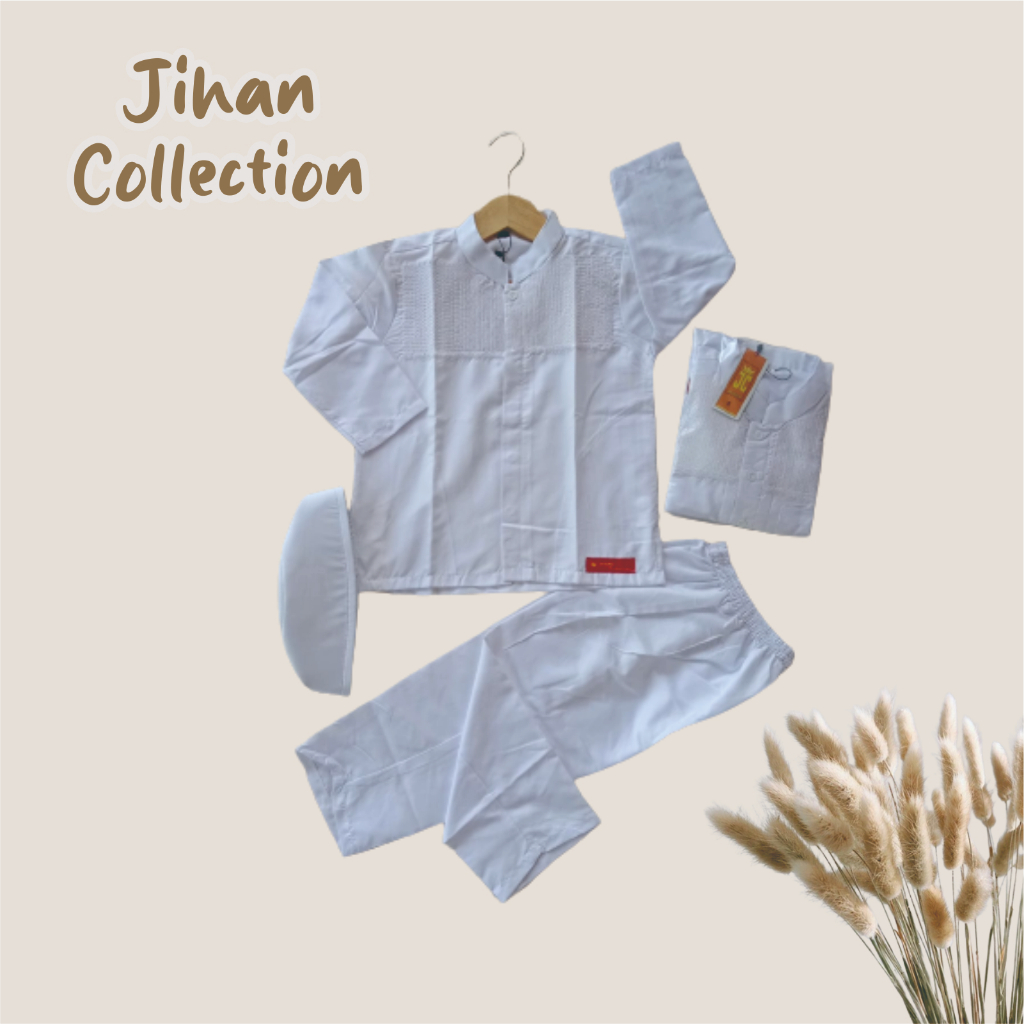 Koko Putih Anak || Setelan Baju Muslim Putih Anak Laki laki