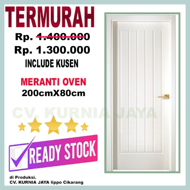 Pintu Minimalis Garis Dan Kusen kayu Meranti oven
