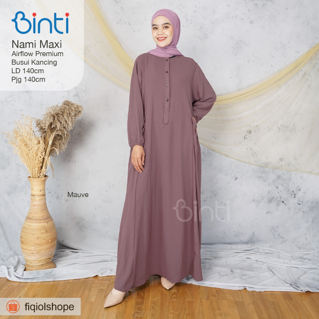 Nami Maxi Gamis Airflow Premium LD 140 Ori By Binti